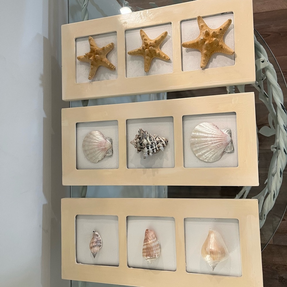 🐚 Original Handmade Wall Art Set of 3 Paintings 🐚